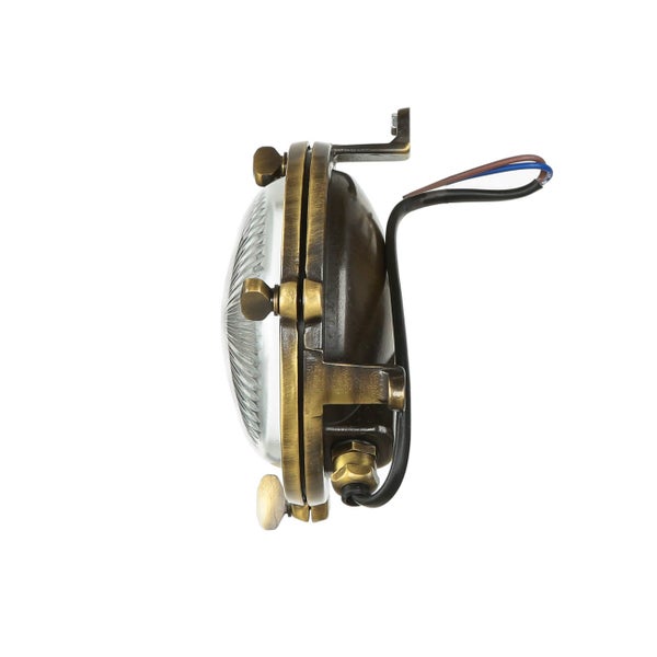 Runde Schiffslampe mit klarem Glas und Messinggehäuse