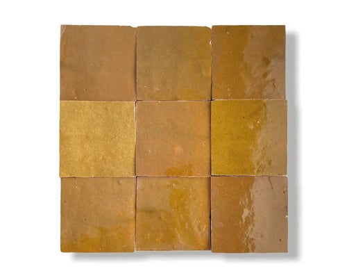 Handgefertigte Wandfliese Zellige Alhambra 13 Marron 10x10cm glänzend