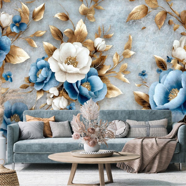 Fototapete Blumen 3D Effekt Glamour Abstrakt Wohnzimmer Vlies Tapete 300x210 cm