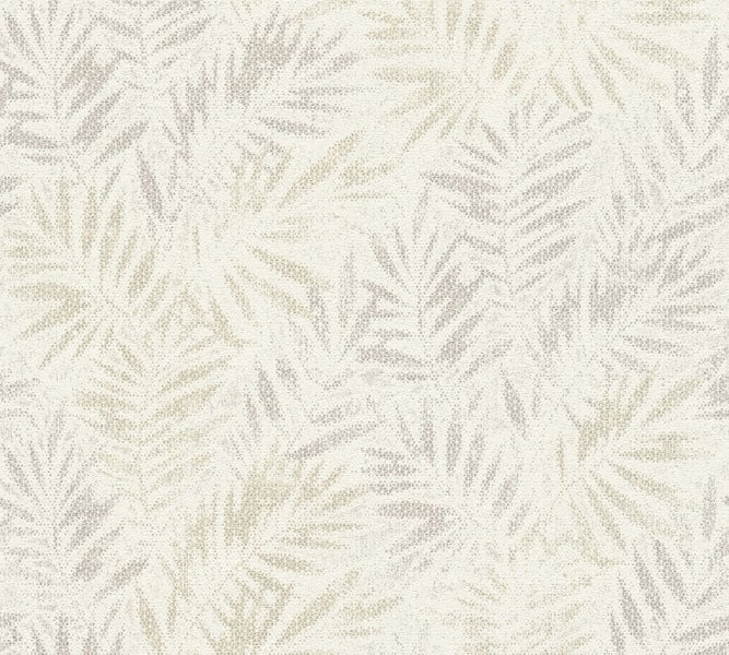 Wohnraum mit Esstisch und gemusterter Tapete