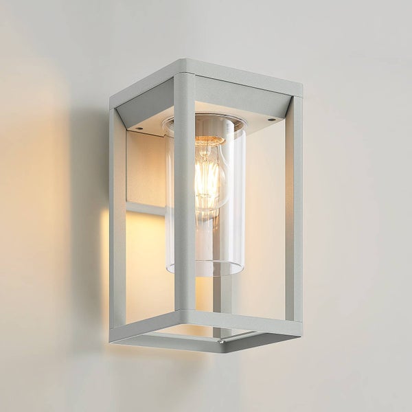 Lindby Wandleuchte außen Estami (spritzwassergeschützt (Modern) in Alu aus Aluminium (1 flammig, E27) - Außenwandleuchten Wandlampe Led Außenlampe Outdoor für Außenwand/Hauswand Haus
