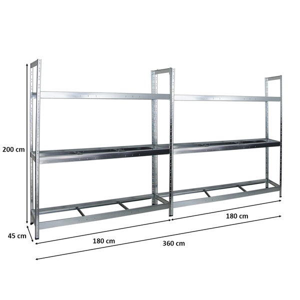 PROREGAL Mega Deal 2x Reifenregal Tiger XL HxBxT 200 x 180 x 45 cm Bis Zu 42 Reifen Verzinkt