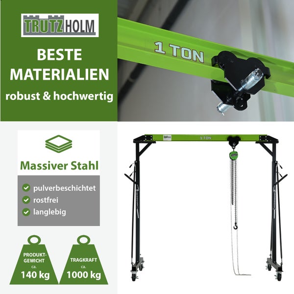 Tragbarer Werkstattkran mit einer Traglast von circa 1000 Kilogramm