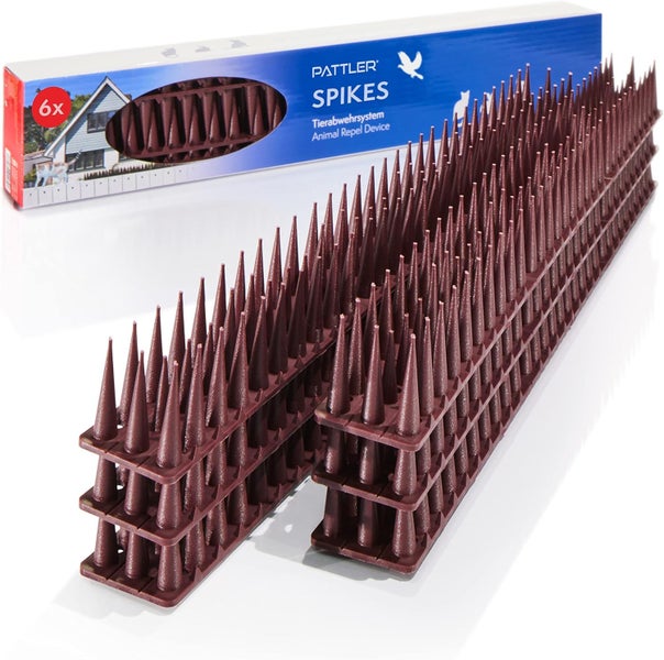 PATTLER® Vogelabwehr aus Robustem Kunststoff | Taubenabwehr für Balkon, Dach, Fensterbank, Zaun | Vogelabwehr & Taubenschreck | Taubenabwehr Spikes - 6 STÜCK x 43cm (Gesamtlänge 2.58 Meter)