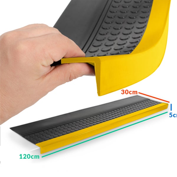 Stufenmatte aus Gummi Treppenschutz Stufenschutz 30x90cm Coins/ Noppen Schwarz-Gelb