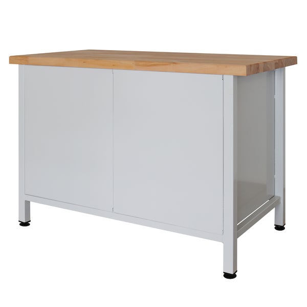 PROREGAL Werkbank Rhino mit 2 Türen HxBxT 84 x 120 x 60 cm Traglast 300 kg Lichtgrau Blau
