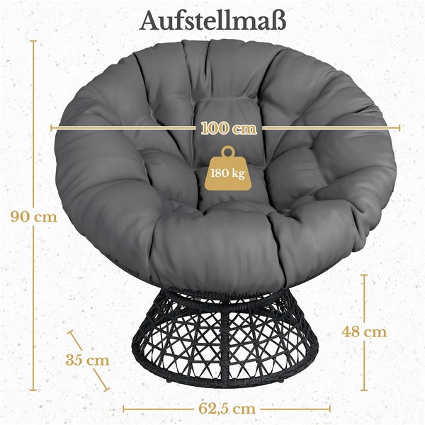 Yaheetech Papasansessel 360° Drehbar , Schwarz / Grau