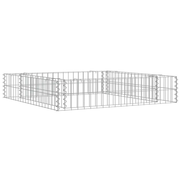 Quadratische Gabione aus verzinktem Metalldrahtgitter zur Befüllung mit Steinen.