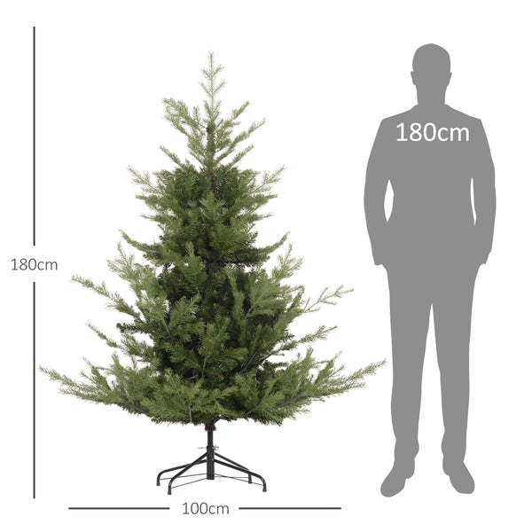 HOMCOM 180 cm Weihnachtsbaum Künstlich Naturgetreu Dichte Zweige Christbaum mit 1942 Astspitzen realistisches Aussehen für Weihnachtsfest Grün