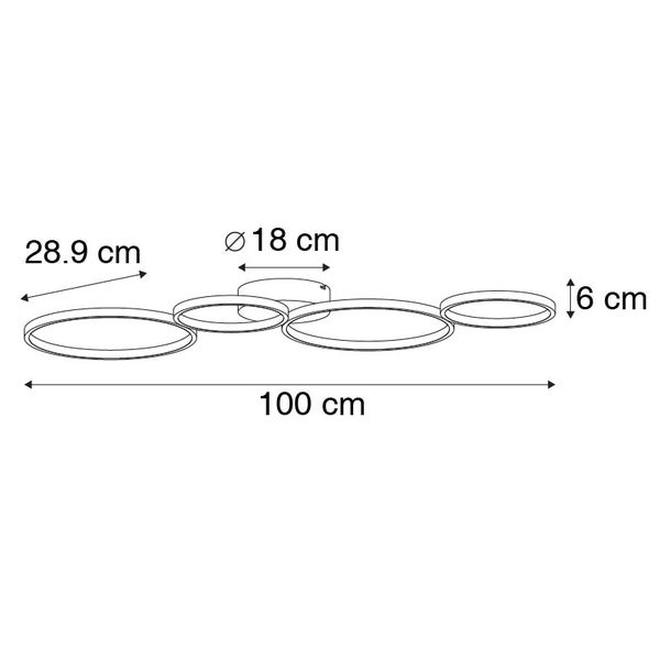 Abbildung mit Maßangaben der Deckenleuchte