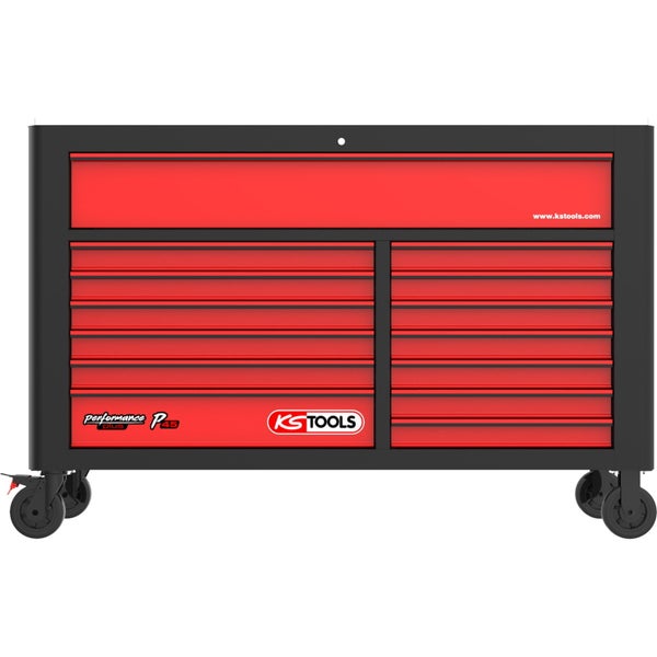 KS TOOLS PERFORMANCEplus P45 SCHWARZ/ROT Werkstattwagen mit 14 Schubladen - 873.7014