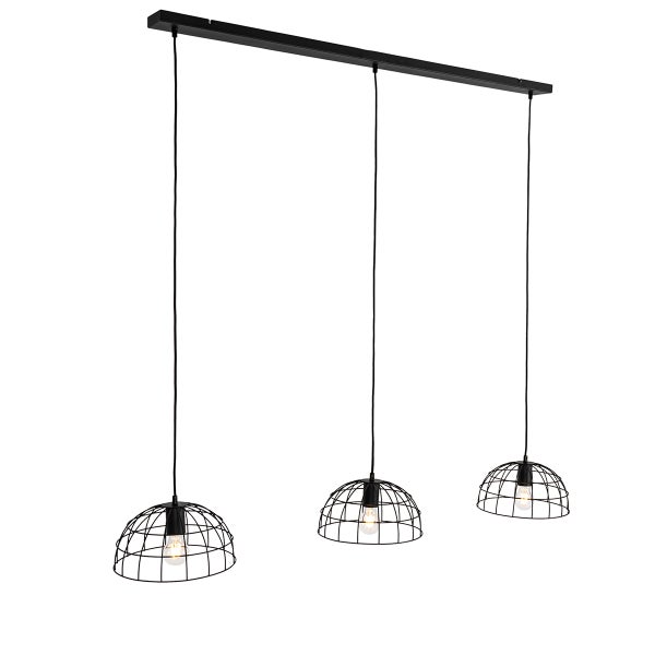 Dreiflammige Pendelleuchte mit Metallkäfig