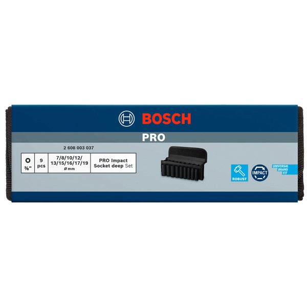 Bosch Pro Impact Steckschlüsselsatz tief mit neun Teilen