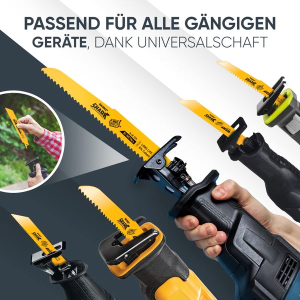 BAURIX® [LONG LIFE] Säbelsägeblätter, 6 Stück, 150 mm, 5/8 bis 24 TPI, Holz mit Nägeln, Metall, Kunststoff, Sägeblatt Säbelsäge für schnelle und saubere Schnitte