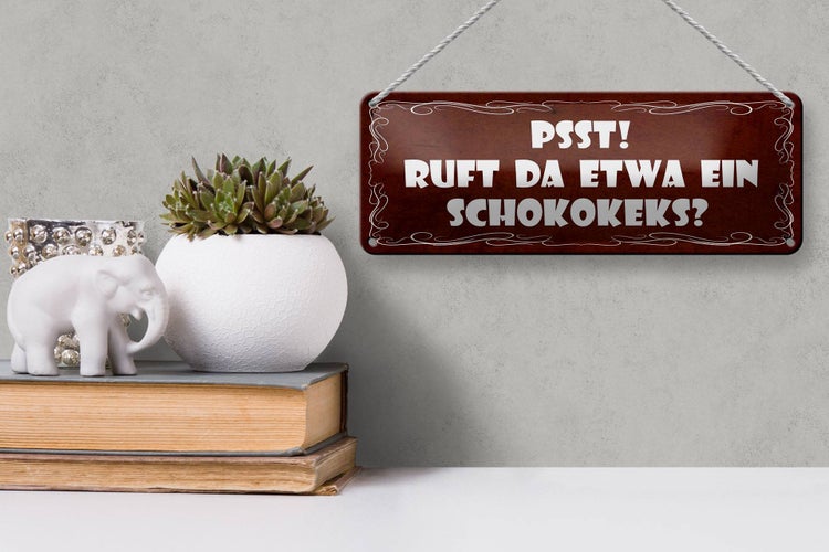 Blechschild Spruch 27x10cm PSST ruft da etwa ein Schokokeks Dekoration