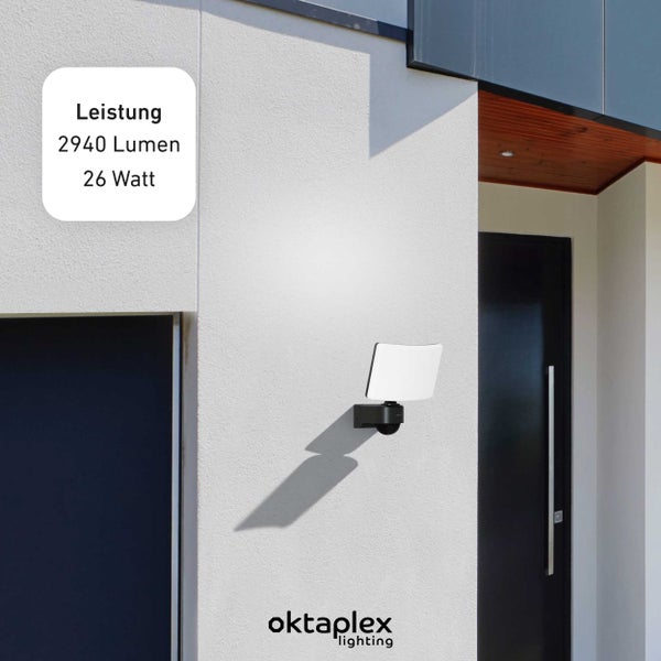 Oktaplex Cali LED Außenstrahler 26W warmweiß mit Bewegungsmelder IP65