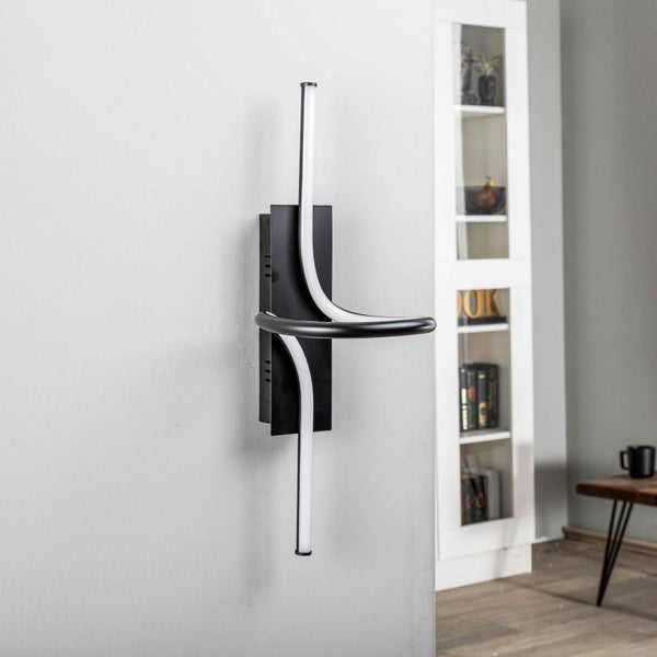 Lindby LED Wandleuchte, Wandlampe Innen Divola dimmbar (Modern) in Schwarz aus Aluminium (1 flammig ) - Wandstrahler Wandbeleuchtung Schlafzimmer / Wohnzimmer Wohnzimmerleuchte