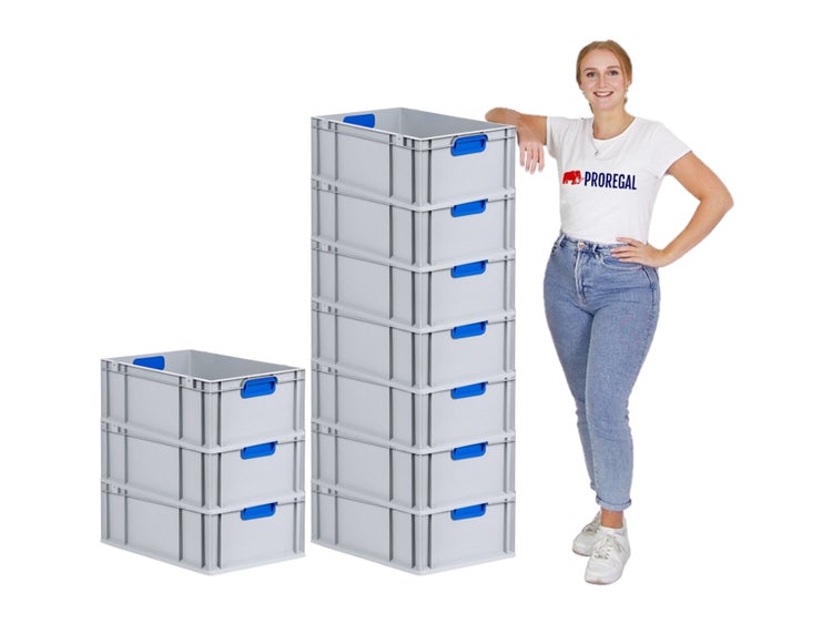 PROREGAL Eurobox Nextgen Color HxBxT 22 x 40 x 60 cm 44 Liter Griffe Blau Geschlossen Verstärkter Boden Eurobehälter Transportbox