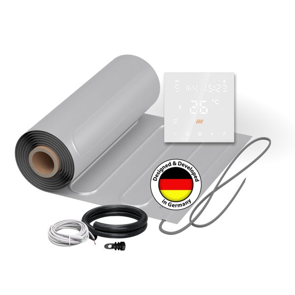 Elektrische Fußbodenheizung mit Thermostat und Zubehör