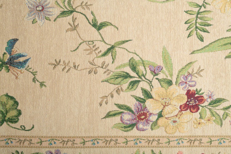 Gewebter Bordürenteppich im floralen Design Flomi Beige 120x170 cm