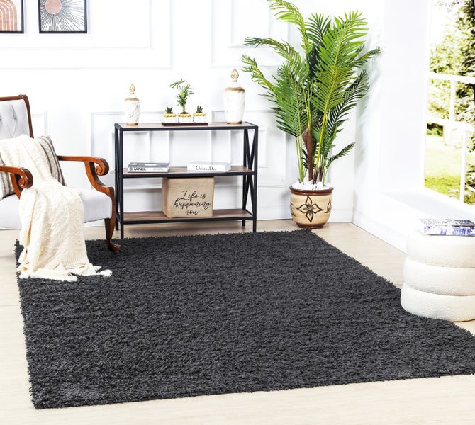 Moderner Hochfloriger Shaggy Teppich Dunkelgrau 200x290 cm LILLY