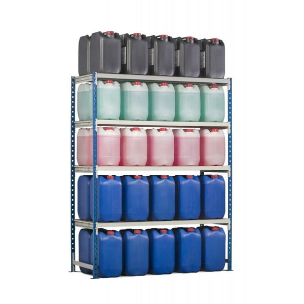 PROREGAL Fachbodenregal Maximus HxBxT200 x 150 x 40 cm 4 Ebenen Offener Fachboden Fachlast 83 kg Lichtblau-Lichtgrau