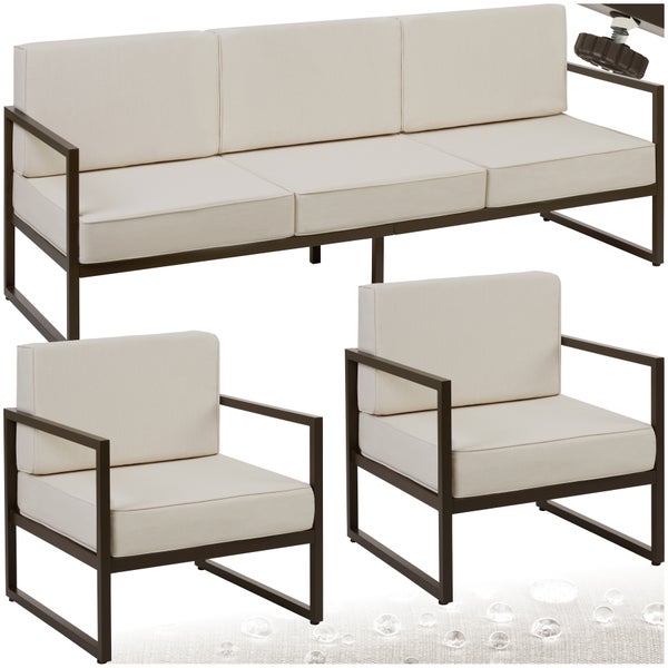  Garten-Loungeset tectake  Comosa  höhenverstellbare Füße  für 5 Personen, Dicke der Sitzpolster 14 cm braun/beige