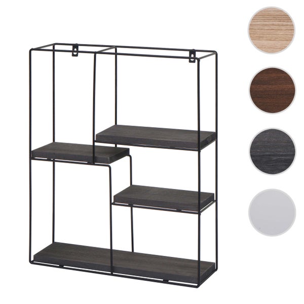 Wandregal mit drei Ebenen und schwarzem Metallgestell