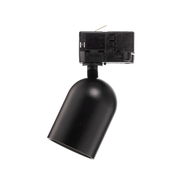 Schwarzer Strahler für Stromschienensystem mit Multiadapter.