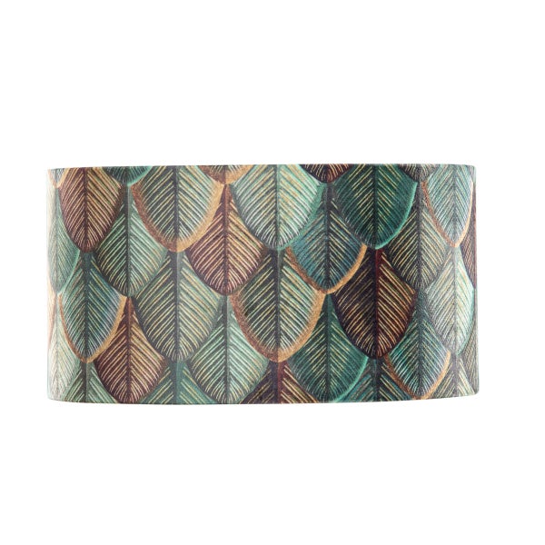 Samtlampenschirm Blattdesign mit goldener Innenseite oval 35/23/18