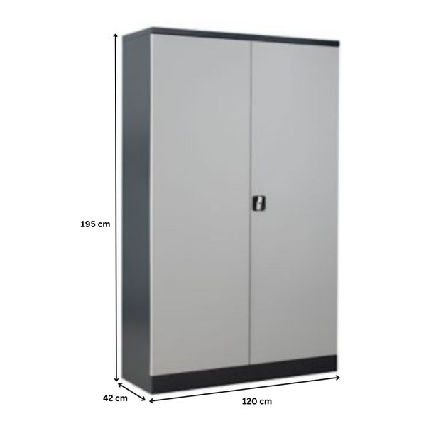 PROREGAL Stahlschrank Bee 4 Fachböden HxBxT 195 x 120 x 42 cm Pulverbeschichtetes Fachbodenmaterial Anthrazit & Grau