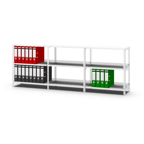 PROREGAL Aktenregal Schraubsystem Grundregal HxBxT 80 x 75 x 30 cm 3 Ebenen Fachlast 60 kg Mit Deckboden Einseitig Nutzbar Lichtgrau
