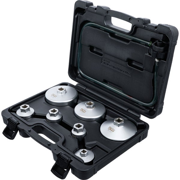 BGS Ölfilterschlüssel-Satz mit Ölfilter-Ablassschlauch für VAG / BMW / Citroën / Peugeot / Ford / Mercedes-Benz / Opel / Volvo 8tlg. - 72054