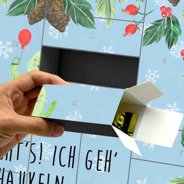 Mr. & Mrs. Panda Befüllbarer Adventskalender Kaktus Luftballon - Blau Pastell
