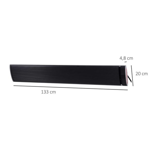 Outsunny Outdoor-Heizung, 2400 W Heizstrahler, 133 x 20 x 4,8 cm, Alu, Silber