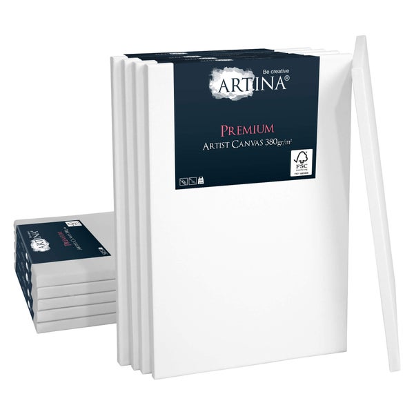 Mehrere weiße Artina Leinwände, Premium Künstler Leinwand 380 Gramm pro Quadratmeter, mit FSC Siegel