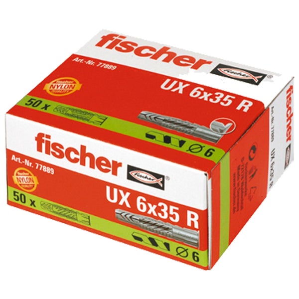 Fischer Dübel UX 6 x 35 R, 50 Stück in Kartonverpackung