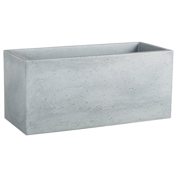 Scheurich C-Cube Long 60, Pflanzgefäß/Blumentopf/Pflanzkübel, rechteckig,  aus Kunststoff Farbe: Stony Grey, 58,5 cm Breite, 25 cm Tiefe, 26,5 cm hoch, 21 l Vol.