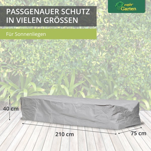 Mehr Garten - Premium PROTECT Sonnenliege-Abdeckung, 225 (B) x 85 (T) x 40 (H) cm I Gartenmöbel-Schutzhülle wasserdicht, UV-beständig & atmungsaktiv aus robustem Gewebe I Taupe (Hellgrau)
