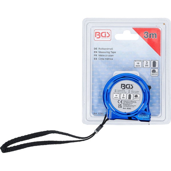 BGS technic Rollbandmaß mit drei Meter Länge in Verpackung