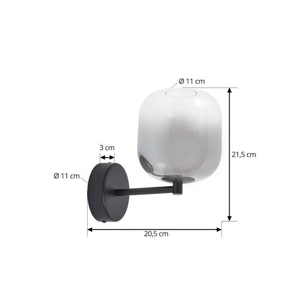 Lucande LED Wandleuchte, Wandlampe Innen Avelina (Modern) in Schwarz aus Glas (1 flammig ) - Wandstrahler Wandbeleuchtung Schlafzimmer / Wohnzimmer Wohnzimmerleuchte