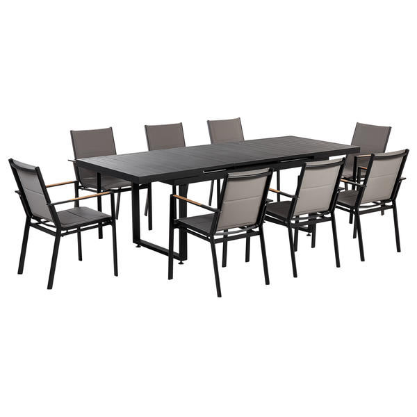 Gartenmöbel Set 8-Sitzer VALCANETTO/BUSSETO Metall Schwarz