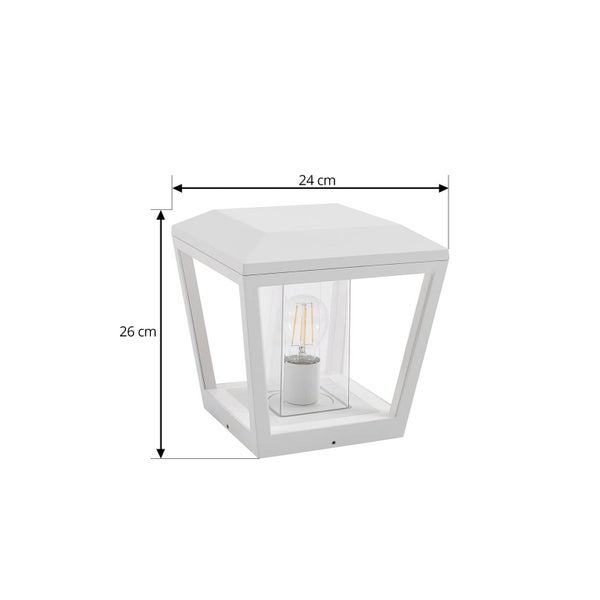 Lucande Außenleuchte Dunia (spritzwassergeschützt (Modern) in Weiß aus Aluminium (1 flammig, E27) - Wegeleuchte Pollerleuchte Wegelampe Sockelleuchte