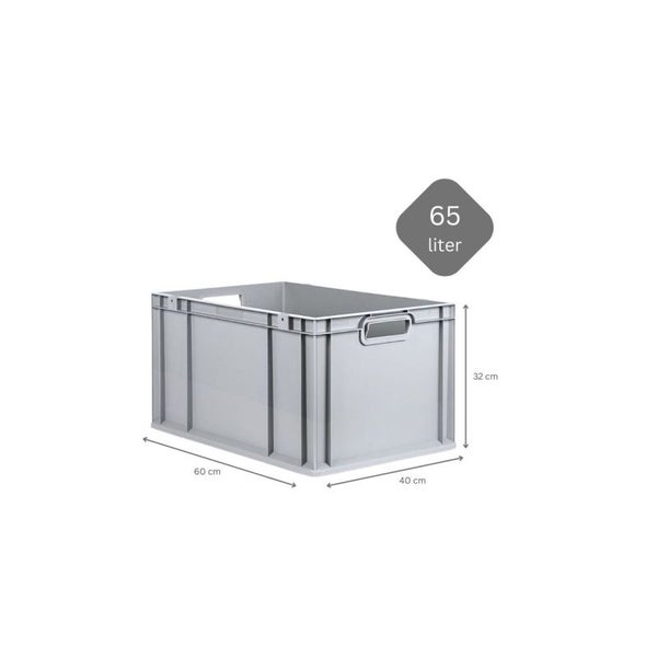 PROREGAL Spar Set 5x Eurobox Nextgen Economy Mit Scharnierdeckel & Schwarzen Schiebeschnappverschlüssen Griffe Offen HxBxT 32 x 40 x 60 cm 65 Liter