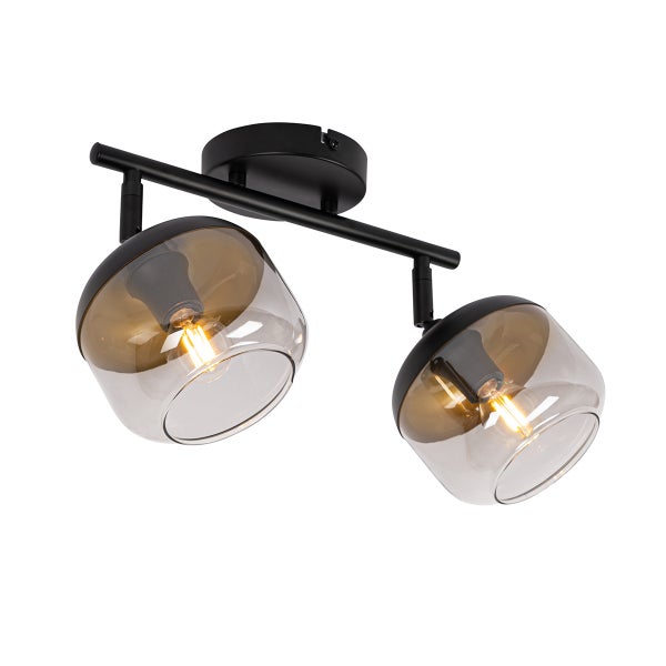 Deckenleuchte mit zwei transparenten Glasschirmen