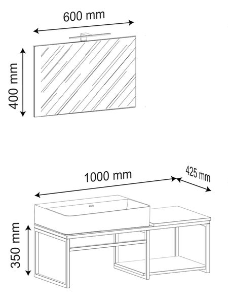 3-tlg. Waschtisch Badmöbel Waschbecken Bitila 100