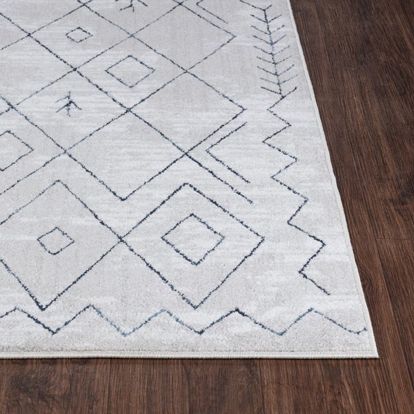 Etnhischer Berber Teppich Weiß/Blau 200x275 cm FABIA