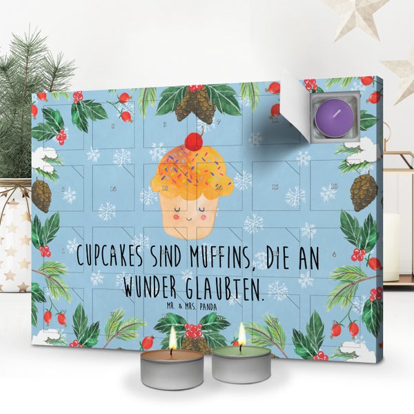Mr. & Mrs. Panda Duftkerzen Adventskalender Cupcake - Blau Pastell
