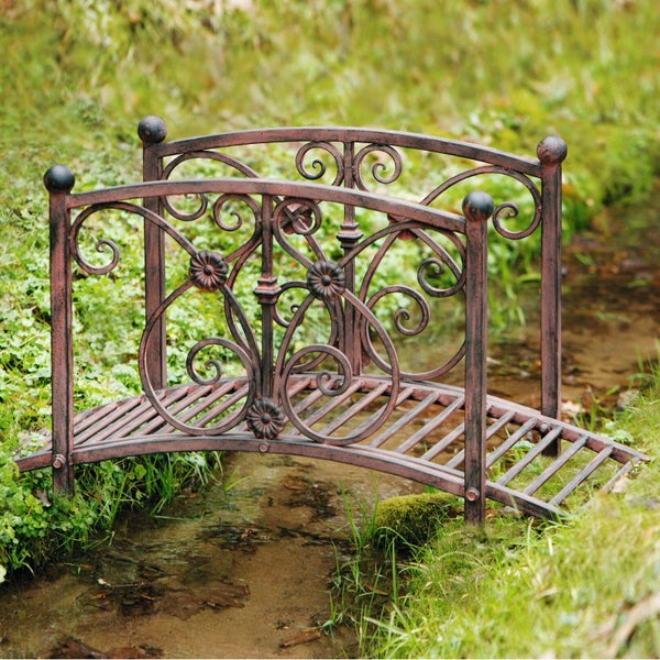 FRANK FLECHTWAREN | Dekobrücke Bachlauf, METALL, 100 x 45 x 49 cm, einfache Selbstmontage