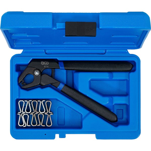 BGS technic Schlauchklemmenzange im blauen Koffer mit Schlauchschellen